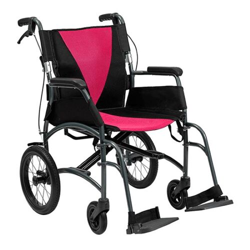 Aspire Vida Folding wheelchair- Attendant Propelled[Colour: Magenta][Seat Width: 450mm]